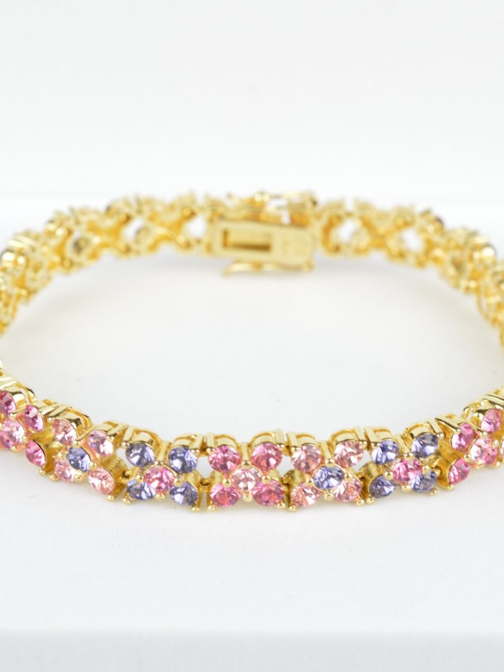 Joan Rivers Vintage Pink Purple Crystal Bracelet 7"